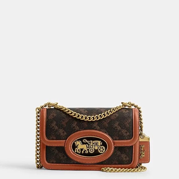 COACH HERO Horse and Carriage Print Shoulder Bag Truffle CAS83 Outlet NEW - Picture 1 of 9